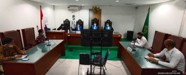 Suasana di Pengadilan Tinggi Tata Usaha Negara (PTUN) Jakarta saat sidang putusan terkait pemutusan akes internet di Papua, Rabu (3/6)