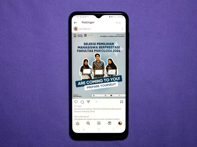 Flyer Seleksi Pemilihan Mahasiswa Berprestasi Fakultas Psikologi USU 2024 di akun instagram @pemafpsiusu, Senin (12/02). | Dormaulina Sitanggang