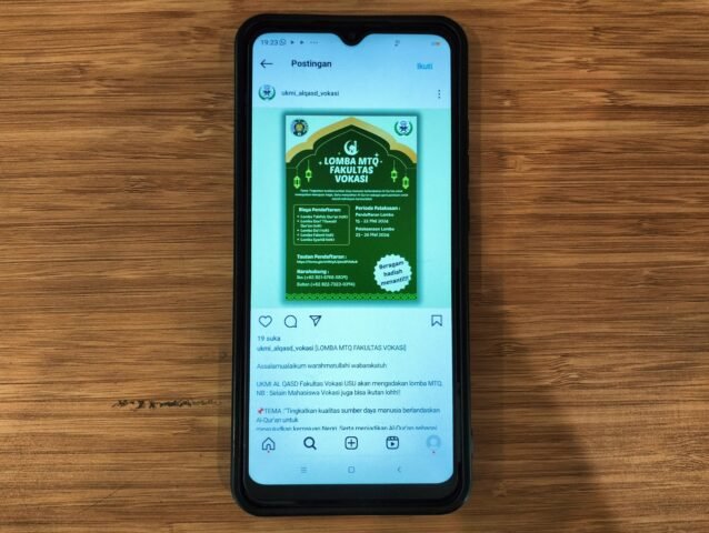 Flyer pengumuman Lomba MTQ Fakultas Vokasi di akun Instagram @ukmi_alqasd_vokasi, Senin (13/05). | Jennifer Smith L. Tobing
