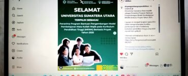 Unggahan flyer pencapaian USU sebagai penerima Program Bantuan Pengembangan Model Pembelajaran MKWK Berbasis Proyek Tahun 2025 di akun @dir.pengembanganpendidikan, Jumat (18/7/2025). | Imelda Sari Manalu
