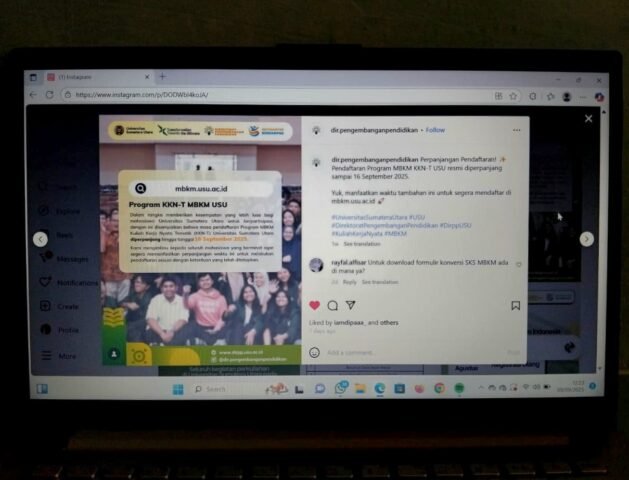 Flyer perpanjangan pendaftaran KKN-T MBKM USU di akun Instagram @dirpp_usu, Selasa (9/9/2025). | Iyusarah Pakpahan