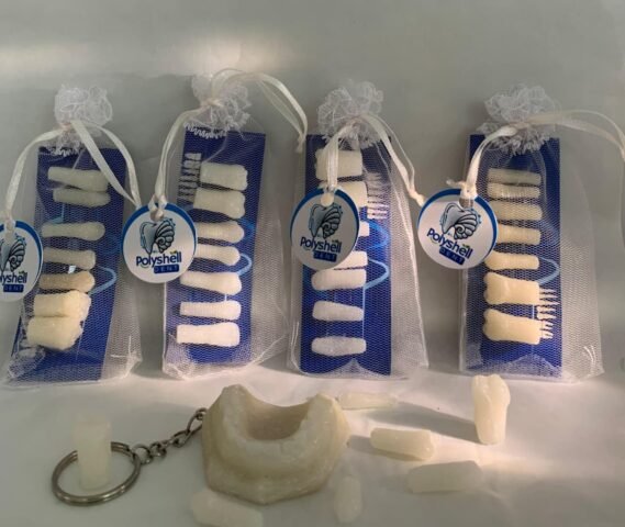 Model gigi praktikum berbahan limbah plastik Polypropylene (PP) dan cangkang kerang darah (Anadara granosa), hasil inovasi Tim Polyshell Dent FKG USU, Selasa (9/9/2025). | Sumber Istimewa