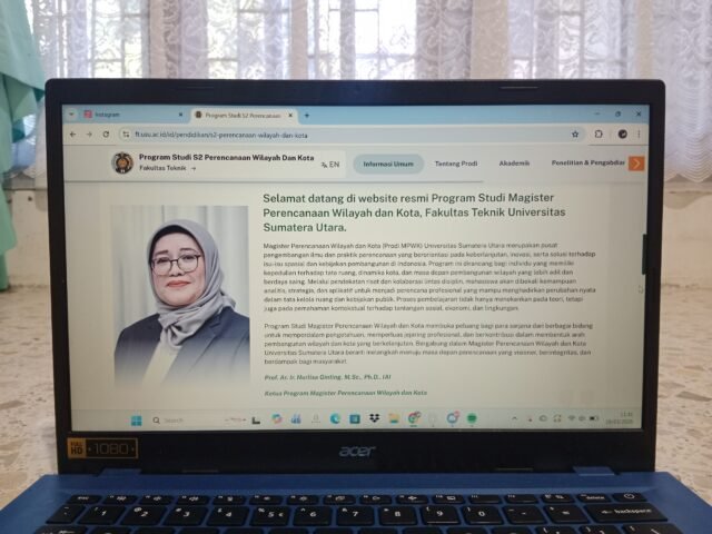 Tampilan laman resmi Program Studi Magister Perencanaan Wilayah dan Kota (PWK) Fakultas Teknik USU, Selasa (18/3/2026). | Syarifah Sarah Nurjihan