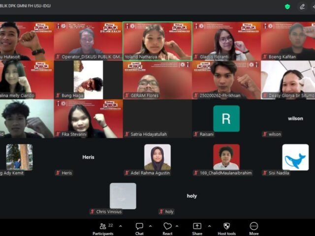 Tangkapan layar pada diskusi publik yang digelar oleh DPK GMNI FH USU Sabtu (22/6/2026). I Sumber Istimewa